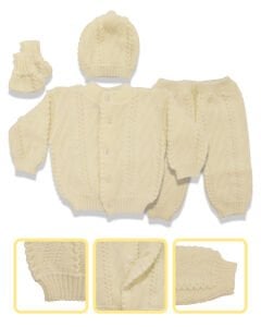 Krem 4 Parça Triko Bebek Takımı