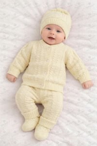 Krem 4 Parça Triko Bebek Takımı