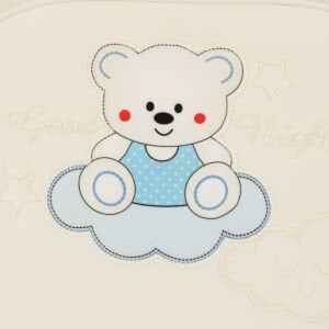 Unisex Ekru Krem Mavi Ayıcıklı Good Night Fitilli Bakım Çantası