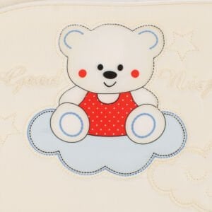 Unisex Ekru Krem Kırmızı Ayıcıklı Good Night Fitilli Bakım Çantası