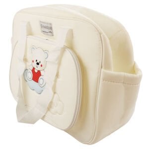 Unisex Ekru Krem Kırmızı Ayıcıklı Good Night Fitilli Bakım Çantası