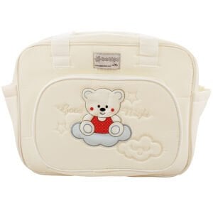 Unisex Ekru Krem Kırmızı Ayıcıklı Good Night Fitilli Bakım Çantası