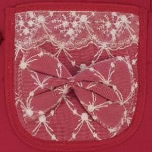 Unisex Kırmızı Dantelli Kanguru