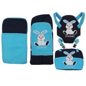 Unisex Lacivert Turkuaz 4'lü Tavşan Taşıma Çanta Seti