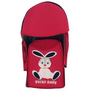 Unisex Kırmızı Laci Tavşan Bebek Taşıma Portbebe Anakucağı