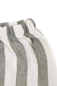 Erkek Bebek Yeşil Düğmeli Palmiye Nakışlı Müslin Çizgili Şortlu 2'li takım