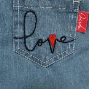 Kız Çocuk Tavşan Baskılı Mavi Kot Salopet