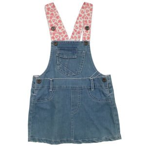 Kız Çocuk Tavşan Baskılı Mavi Kot Salopet