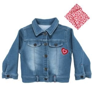 Kız Çocuk Mavi Kot Arkası Tavşan Baskılı Ceket