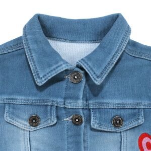 Kız Çocuk Mavi Kot Arkası Tavşan Baskılı Ceket