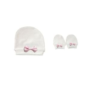 İsme Özel Pembe Nakışlı Bereli Eldivenli Kız Bebek Tulum