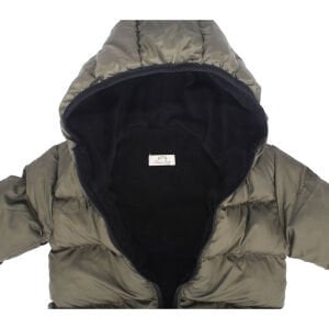 Unisex Haki Kapşonlu Şişme Mont