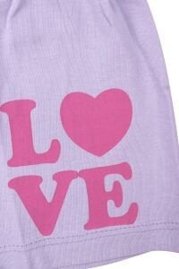 Kız Bebek Lila Pembe Love Baskılı Şortlu 2'li Takım