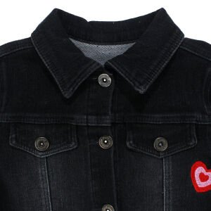 Kız Çocuk Gri Kot Arkası Tavşan Baskılı Ceket