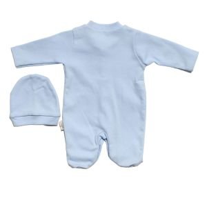 Erkek Bebek Prematüre Açık Mavi Dino Nakışlı Tulum