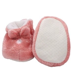 Kız Bebek Somon Ayıcık Kulaklı Peluş Panduf Patik
