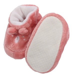 Kız Bebek Somon Ayıcık Kulaklı Peluş Panduf Patik