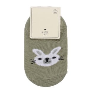 Unisex Yeşil Tavşan Desenli Patik Çorap 6-12 Ay