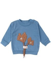 Erkek Bebek Mavi Kahve Ayı Nakışlı İpli İkili Takım