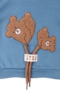 Erkek Bebek Mavi Kahve Ayı Nakışlı İpli 2'li Takım