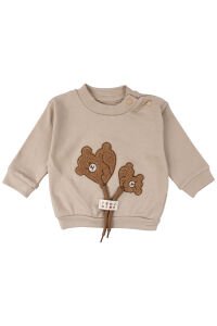 Erkek Bebek Bej Kahve Ayı Nakışlı İpli 2'li Takım
