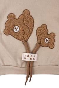 Erkek Bebek Bej Kahve Ayı Nakışlı İpli İkili Takım