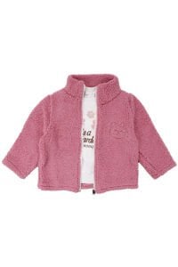 Kız Çocuk Pembe Welsoft Hırkalı Ekru Badili Üçlü Lüks Takım