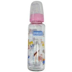Barum Cam Leylekli Teren Desenli Bebek Biberon Pembe 250 ml