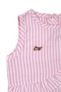 Kız Bebek Pembe Beyaz Çizgili Fırfırlı 2'li Takım