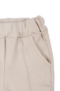 Kız Bebek Bej Kapitoneli Fırfırlı Yelekli Kapşonlu Badili Üçlü Lüks Takım