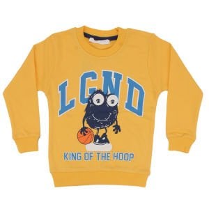 Erkek Çocuk Sarı Basketboll Topu Desenli Fiğürlü Tek Üst Sweat