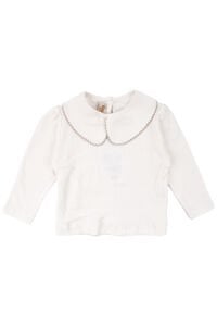 Kız Bebek Ekru Kahve Ekoseli Fiyonklu Salopet Elbise Takım