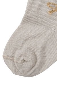 Kız Çocuk Bej Sarı Simli Fiyonklu Soket Çorap