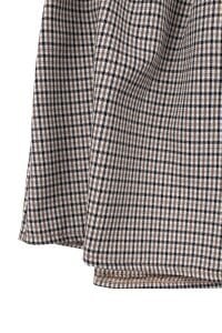 Kız Bebek Ekru Kahve Ekoseli Fiyonklu Salopet Elbise Takım