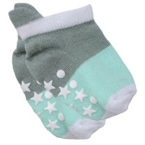 Erkek Bebek Yeşil Yıldız Desenli Kaydırmaz Taban Çorap