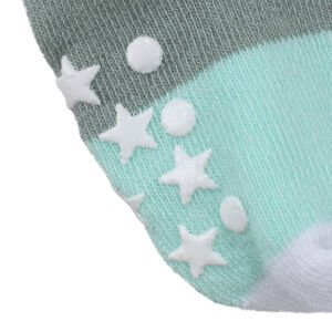 Erkek Bebek Yeşil Yıldız Desenli Kaydırmaz Taban Çorap