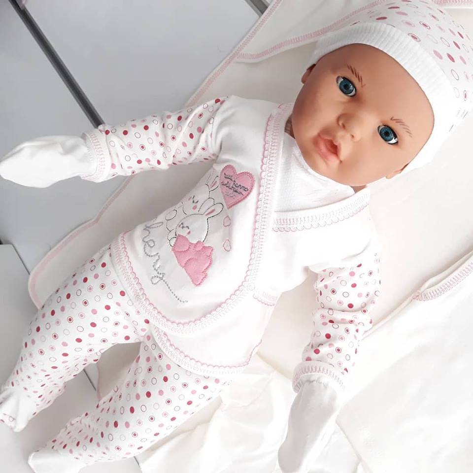 Chery Pembe Kalpli Tavşan Puanlı 11 Parça Yenidoğan Hastane Çıkış