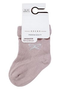 Kız Çocuk Lila Gri Simli Fiyonklu Soket Çorap