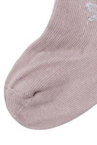 Kız Çocuk Lila Gri Simli Fiyonklu Soket Çorap
