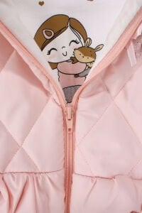 Kız Bebek Broşlu Pudra Şişme Yelekli Kalpli Badili Üçlü Lüks Takım