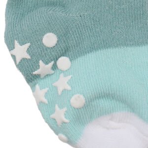 Erkek Bebek Turkuaz Yıldız Desenli Kaydırmaz Taban Çorap