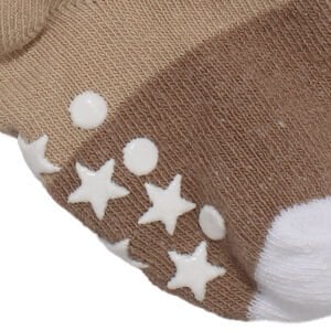 Erkek Bebek Kahve Yıldız Desenli Kaydırmaz Taban Çorap