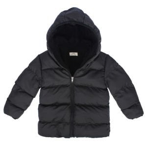 Unisex Siyah Kapşonlu Şişme Mont