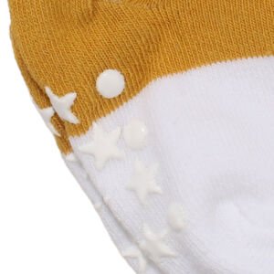 Erkek Bebek Sarı Yıldız Desenli Kaydırmaz Taban Çorap