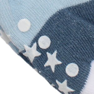 Erkek Bebek Mavi Yıldız Desenli Kaydırmaz Taban Çorap