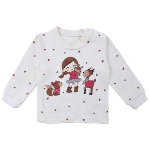 Kız Bebek Broşlu Beyaz Şişme Yelekli Kalpli Badili Üçlü Lüks Takım