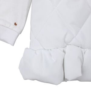 Kız Bebek Broşlu Beyaz Şişme Yelekli Kalpli Badili Üçlü Lüks Takım