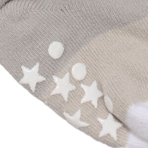 Erkek Bebek Gri Yıldız Desenli Kaydırmaz Taban Çorap