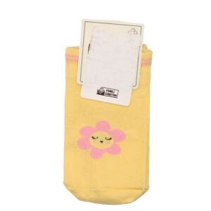 Kız Çocuk Sarı Pembe Papatyalı Patik Çorap