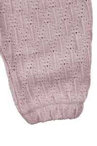 Kız Bebek Ekru Fisto Yakalı Pudra Triko Salopet Tulum Takım